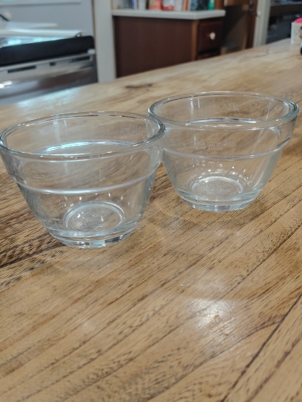 Pampered Chef Clear Glass  3/4 Cup Prep Bowls - Set of 2